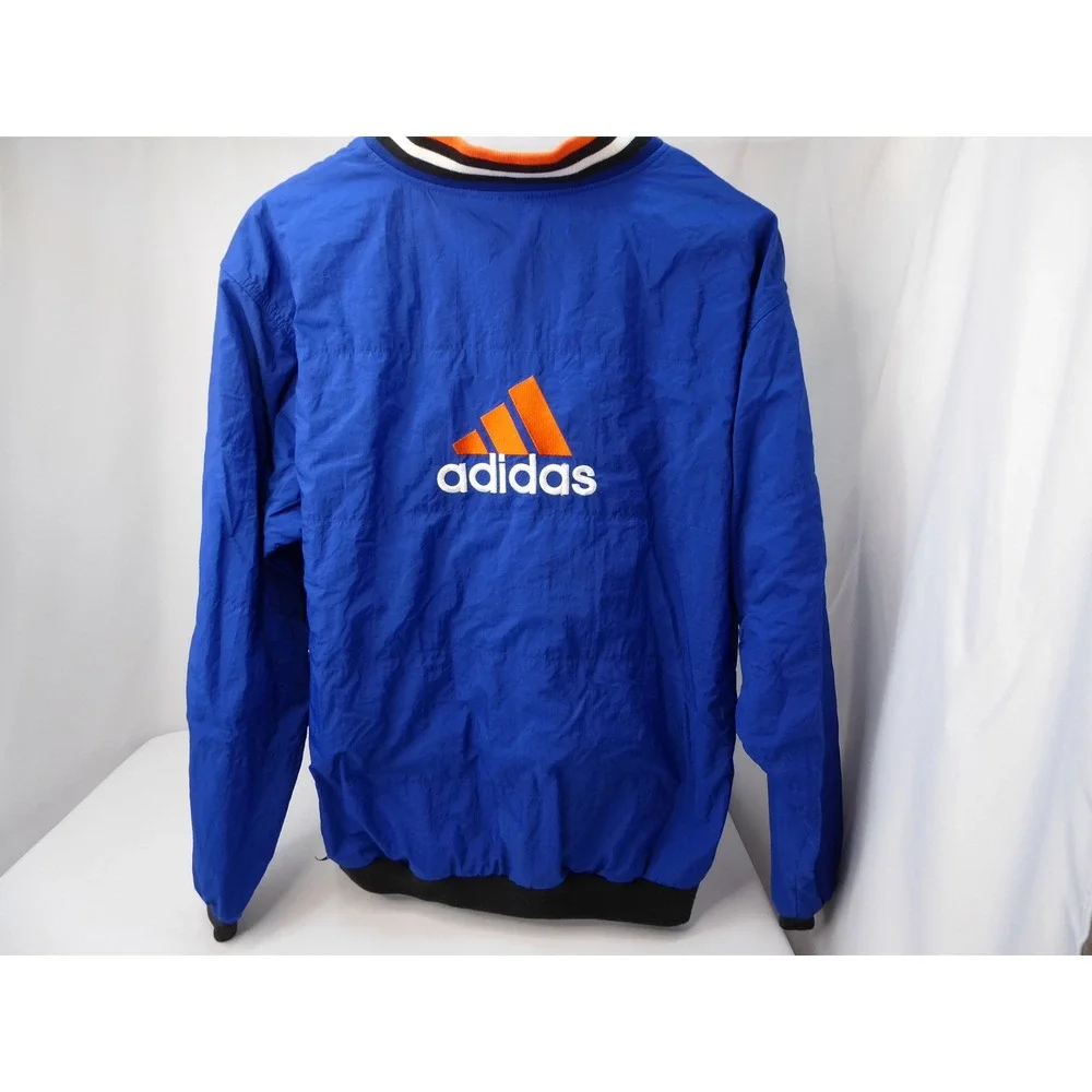 Adidas Vintage Y2K Windbreaker Pullover Blue Orange V-Neck Jacket Men's Medium